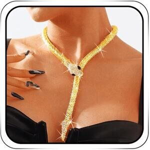 Rhinestone Snake Necklace Bendable Snake Choker Necklaces Fashion Jewelry Women